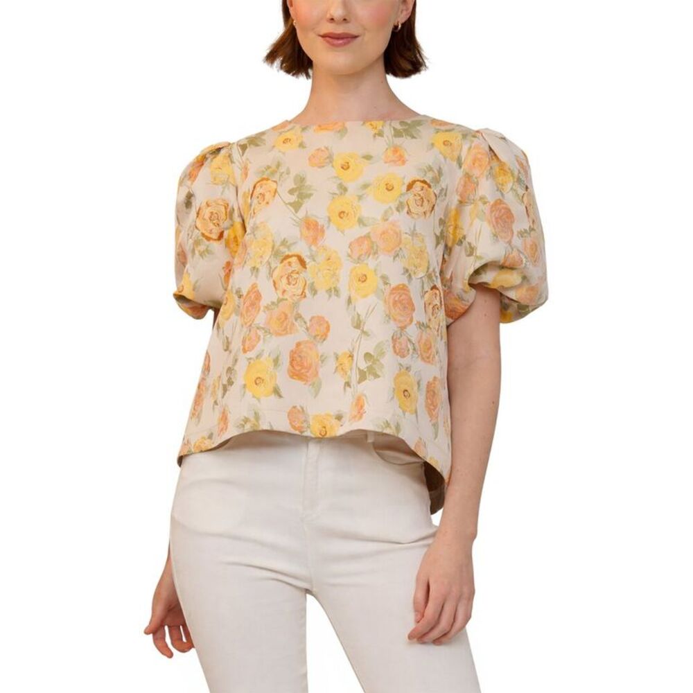 Why Dress Womens  Rose Print Top